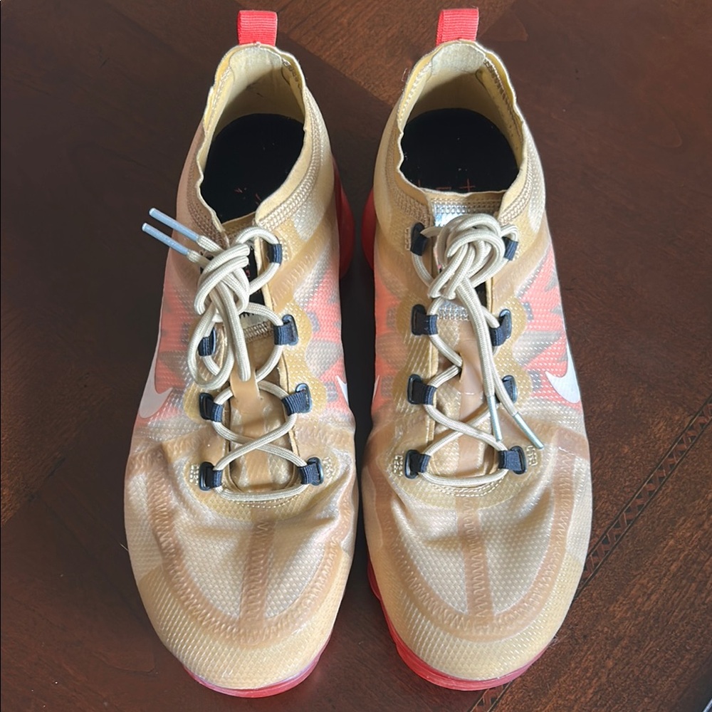 Nike Tan and Red VaporMax Shoes